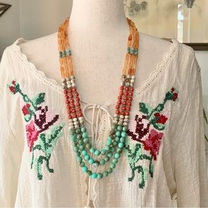 Gerald Miller Southwest Inspired Triple Strand Long Tierd Necklace